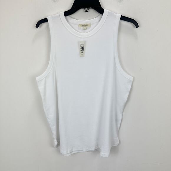 Madewell Regenerative Cotton Ribbed Cutaway Tank Top Basics White XXL NWT - Picture 6 of 12